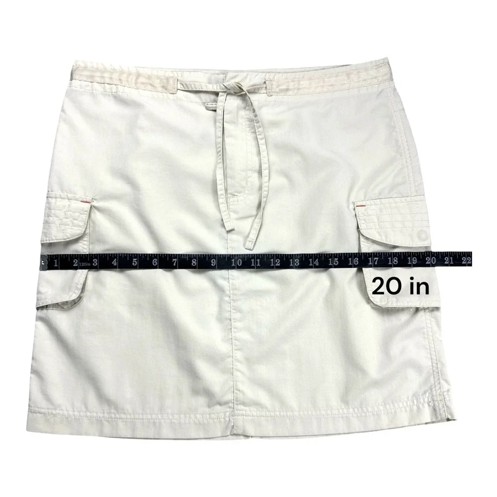 Columbia Womens Medium Beige Nylon Cargo Skirt Outdoor Hiking Drawstring Waist